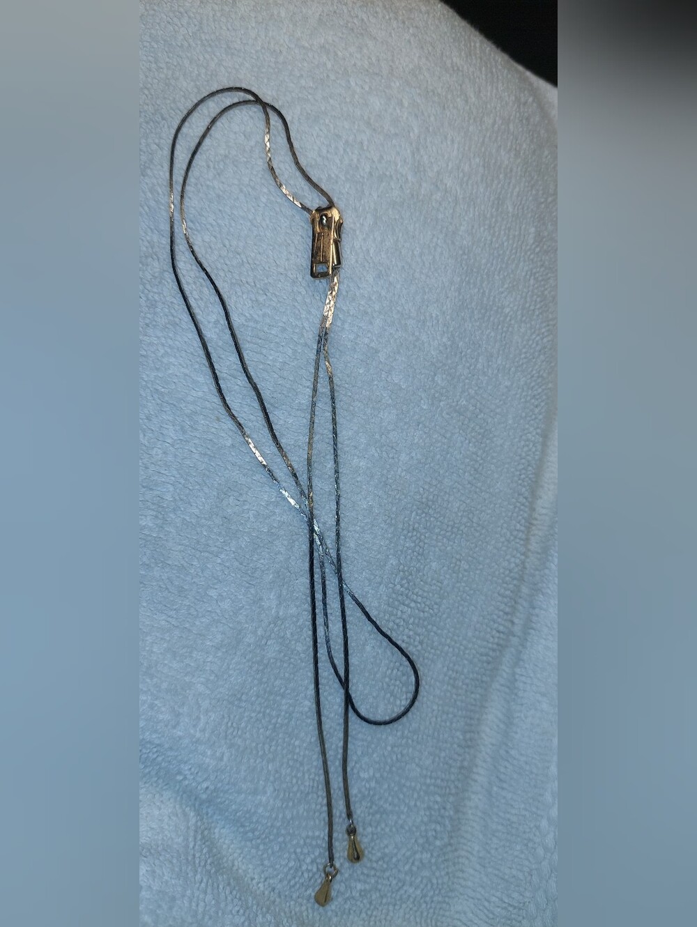 Gold and Silver Layered Cord Zipper Necklace - Women Accessories